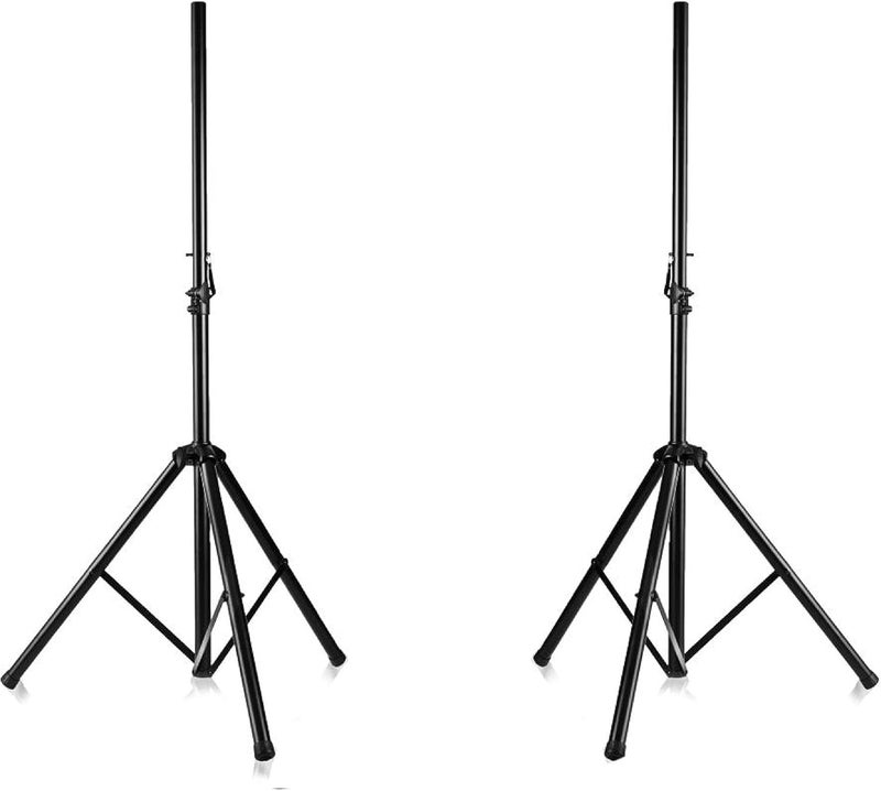 Pyle Universal Dual PA DJ Tripod 2 Speaker Stand Kit with Adjustable Height & Storage Bag Constructed with Heavy Duty Durable Steel & Lightweight for Easy Mobility Safety PIN Screw Locks PSTK107,Black - Image 1